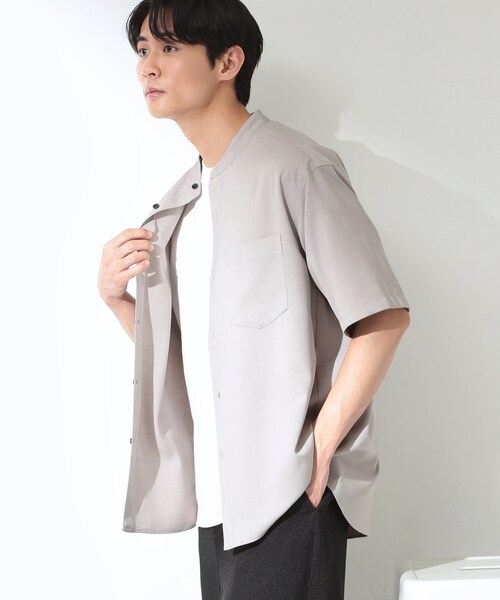 THE SHOP TK (ザ ショップ ティーケー )の「LITE TEX バンドカラー半袖シャツ 接触冷感/吸水速乾/UVカット/アンチピリング/イージーケア/洗濯機OK/セットアップ可(シャツ/ブラウス・メンズ・ライトグレー/ダークブラウン/ブルー・02/03/04)」の16枚目の写真