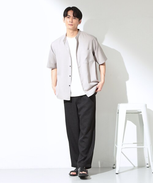 THE SHOP TK (ザ ショップ ティーケー )の「LITE TEX バンドカラー半袖シャツ 接触冷感/吸水速乾/UVカット/アンチピリング/イージーケア/洗濯機OK/セットアップ可(シャツ/ブラウス・メンズ・ライトグレー/ダークブラウン/ブルー・02/03/04)」の17枚目の写真