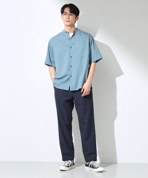THE SHOP TK (ザ ショップ ティーケー )の「LITE TEX バンドカラー半袖シャツ 接触冷感/吸水速乾/UVカット/アンチピリング/イージーケア/洗濯機OK/セットアップ可(シャツ/ブラウス・メンズ・ライトグレー/ダークブラウン/ブルー・02/03/04)」の21枚目の写真
