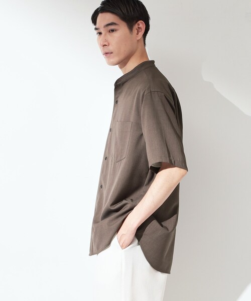 THE SHOP TK (ザ ショップ ティーケー )の「LITE TEX バンドカラー半袖シャツ 接触冷感/吸水速乾/UVカット/アンチピリング/イージーケア/洗濯機OK/セットアップ可(シャツ/ブラウス・メンズ・ライトグレー/ダークブラウン/ブルー・02/03/04)」の21枚目の写真
