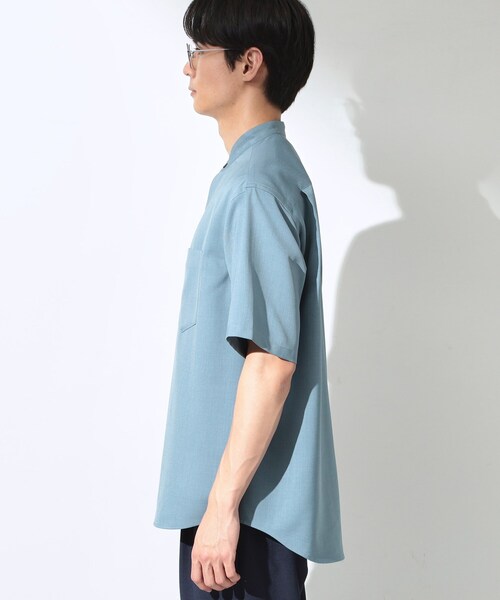 THE SHOP TK (ザ ショップ ティーケー )の「LITE TEX バンドカラー半袖シャツ 接触冷感/吸水速乾/UVカット/アンチピリング/イージーケア/洗濯機OK/セットアップ可(シャツ/ブラウス・メンズ・ライトグレー/ダークブラウン/ブルー・02/03/04)」の7枚目の写真