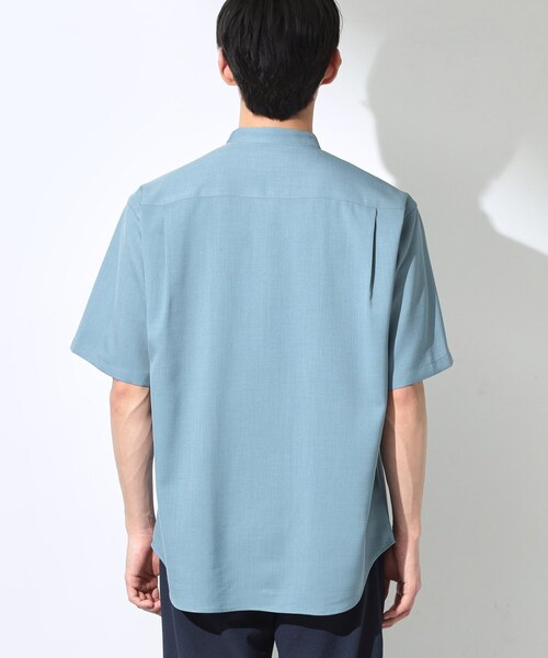 THE SHOP TK (ザ ショップ ティーケー )の「LITE TEX バンドカラー半袖シャツ 接触冷感/吸水速乾/UVカット/アンチピリング/イージーケア/洗濯機OK/セットアップ可(シャツ/ブラウス・メンズ・ライトグレー/ダークブラウン/ブルー・02/03/04)」の8枚目の写真