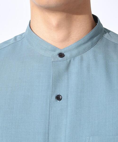 THE SHOP TK (ザ ショップ ティーケー )の「LITE TEX バンドカラー半袖シャツ 接触冷感/吸水速乾/UVカット/アンチピリング/イージーケア/洗濯機OK/セットアップ可(シャツ/ブラウス・メンズ・ライトグレー/ダークブラウン/ブルー・02/03/04)」の9枚目の写真