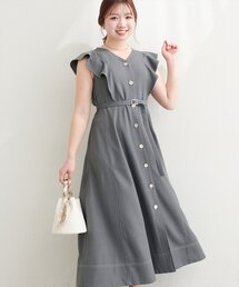 natural couture | 〈canami〉配色ステッチラッフル袖ワンピース(ワンピース)
