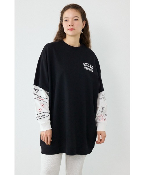 RODEO CROWNS WIDE BOWL(ロデオクラウンズワイドボウル)の「フェイクレイヤードフラワーロゴワンピース(ワンピース・レディース・ピンク/ブラック/グレー×ホワイト・FREE)」の10枚目の写真