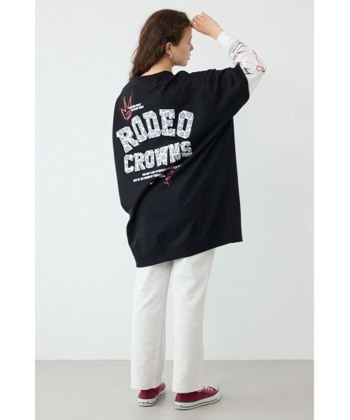RODEO CROWNS WIDE BOWL(ロデオクラウンズワイドボウル)の「フェイクレイヤードフラワーロゴワンピース(ワンピース・レディース・ピンク/ブラック/グレー×ホワイト・FREE)」の13枚目の写真