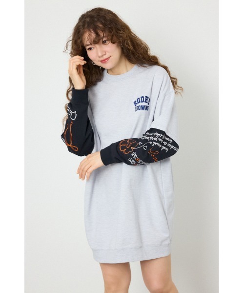 RODEO CROWNS WIDE BOWL(ロデオクラウンズワイドボウル)の「フェイクレイヤードフラワーロゴワンピース(ワンピース・レディース・ピンク/ブラック/グレー×ホワイト・FREE)」の16枚目の写真