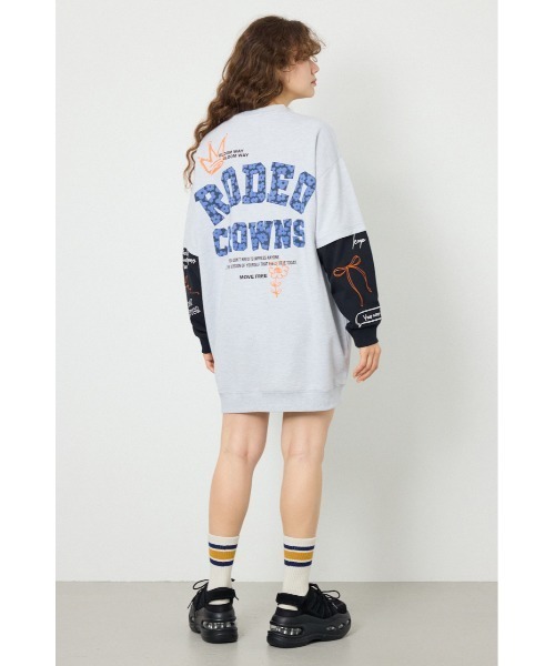 RODEO CROWNS WIDE BOWL(ロデオクラウンズワイドボウル)の「フェイクレイヤードフラワーロゴワンピース(ワンピース・レディース・ピンク/ブラック/グレー×ホワイト・FREE)」の18枚目の写真