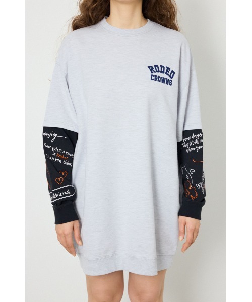 RODEO CROWNS WIDE BOWL(ロデオクラウンズワイドボウル)の「フェイクレイヤードフラワーロゴワンピース(ワンピース・レディース・ピンク/ブラック/グレー×ホワイト・FREE)」の19枚目の写真