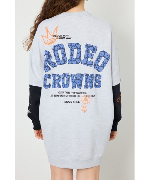 RODEO CROWNS WIDE BOWL(ロデオクラウンズワイドボウル)の「フェイクレイヤードフラワーロゴワンピース(ワンピース・レディース・ピンク/ブラック/グレー×ホワイト・FREE)」の21枚目の写真