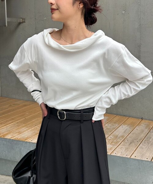 CAPRICIEUX LE'MAGE（カプリシューレマージュ）の「バルーンネックロンT（Tシャツ/カットソー・レディース・ホワイト/ブラック/チャコールグレー・FREE）」の8枚目の写真