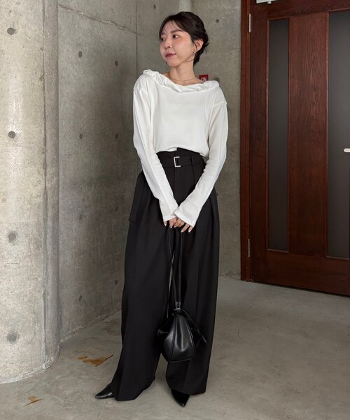 CAPRICIEUX LE'MAGE（カプリシューレマージュ）の「バルーンネックロンT（Tシャツ/カットソー・レディース・ホワイト/ブラック/チャコールグレー・FREE）」の15枚目の写真