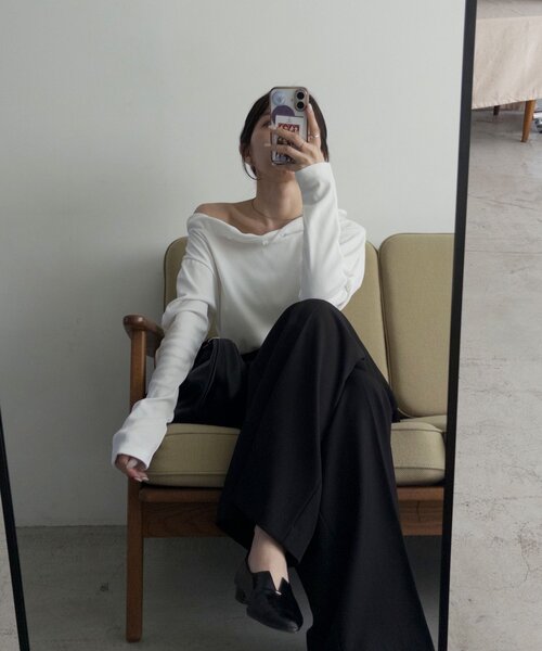 CAPRICIEUX LE'MAGE（カプリシューレマージュ）の「バルーンネックロンT（Tシャツ/カットソー・レディース・ホワイト/ブラック/チャコールグレー・FREE）」の18枚目の写真