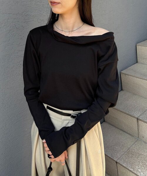 CAPRICIEUX LE'MAGE（カプリシューレマージュ）の「バルーンネックロンT（Tシャツ/カットソー・レディース・ホワイト/ブラック/チャコールグレー・FREE）」の5枚目の写真