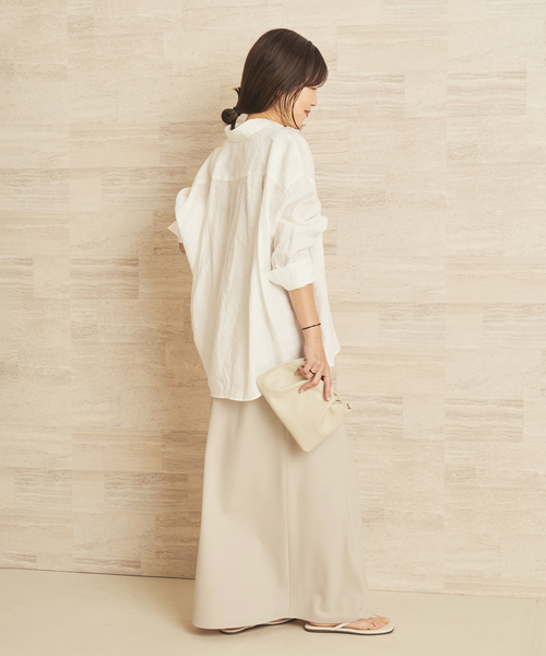 plage(プラージュ)の「Linen Tent Line シャツ(シャツ/ブラウス・レディース・ベージュ/ブルー系その他/ホワイト・FREE)」の5枚目の写真