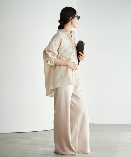 plage(プラージュ)の「Linen Tent Line シャツ(シャツ/ブラウス・レディース・ベージュ/ブルー系その他/ホワイト・FREE)」の10枚目の写真