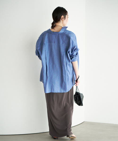 plage（プラージュ）の「Linen Tent Line シャツ（シャツ/ブラウス・レディース・ベージュ/ブルー系その他/ホワイト・FREE）」の22枚目の写真