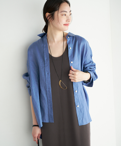 plage（プラージュ）の「Linen Tent Line シャツ（シャツ/ブラウス・レディース・ベージュ/ブルー系その他/ホワイト・FREE）」の21枚目の写真