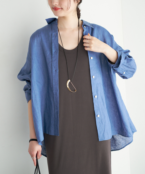 plage（プラージュ）の「Linen Tent Line シャツ（シャツ/ブラウス・レディース・ベージュ/ブルー系その他/ホワイト・FREE）」の20枚目の写真