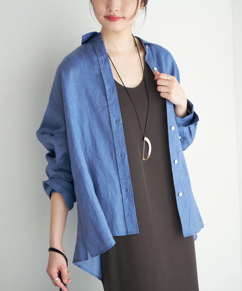 plage（プラージュ）の「Linen Tent Line シャツ（シャツ/ブラウス・レディース・ベージュ/ブルー系その他/ホワイト・FREE）」の19枚目の写真