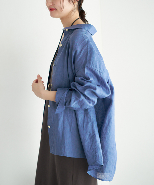 plage（プラージュ）の「Linen Tent Line シャツ（シャツ/ブラウス・レディース・ベージュ/ブルー系その他/ホワイト・FREE）」の18枚目の写真