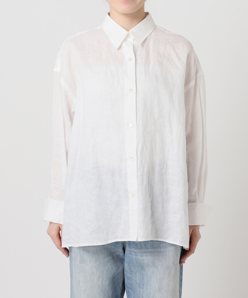plage（プラージュ）の「Linen Tent Line シャツ（シャツ/ブラウス・レディース・ベージュ/ブルー系その他/ホワイト・FREE）」の16枚目の写真