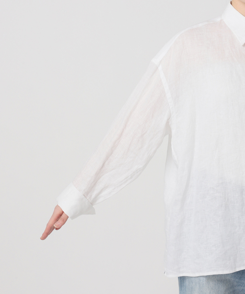 plage（プラージュ）の「Linen Tent Line シャツ（シャツ/ブラウス・レディース・ベージュ/ブルー系その他/ホワイト・FREE）」の12枚目の写真