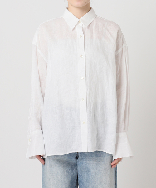 plage（プラージュ）の「Linen Tent Line シャツ（シャツ/ブラウス・レディース・ベージュ/ブルー系その他/ホワイト・FREE）」の10枚目の写真