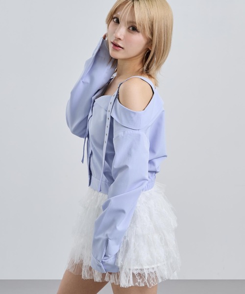 ANAP(アナップ)の「ベルトデザイン オフショルダー ブラウス(シャツ/ブラウス・レディース・グレイッシュベージュ/ライトブルー/ダークグレー・F)」の14枚目の写真