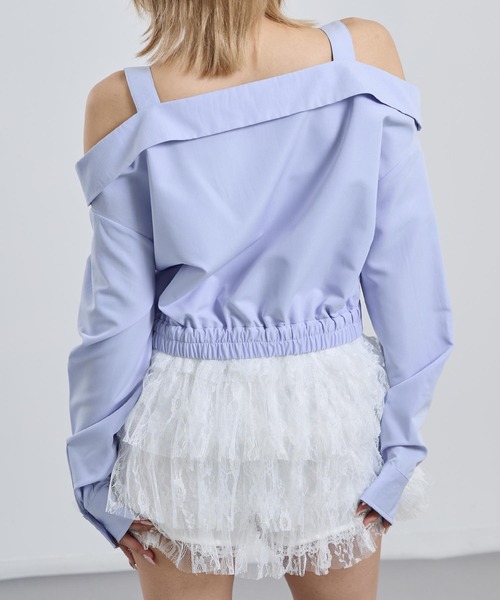 ANAP(アナップ)の「ベルトデザイン オフショルダー ブラウス(シャツ/ブラウス・レディース・グレイッシュベージュ/ライトブルー/ダークグレー・F)」の15枚目の写真