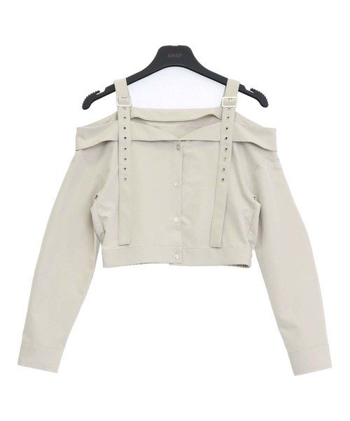 ANAP(アナップ)の「ベルトデザイン オフショルダー ブラウス(シャツ/ブラウス・レディース・グレイッシュベージュ/ライトブルー/ダークグレー・F)」の18枚目の写真