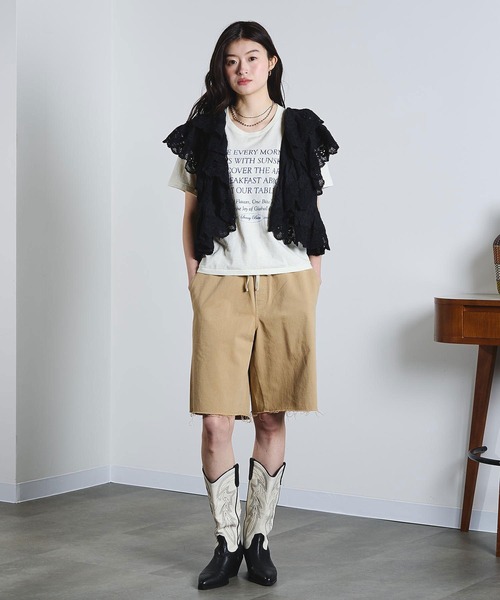 ROSE BUD（ローズバッド）の「HALF DENIM/CHINO PANTS（その他パンツ・レディース・ベージュ/ライトインディゴブルー・ONE SIZE）」の5枚目の写真