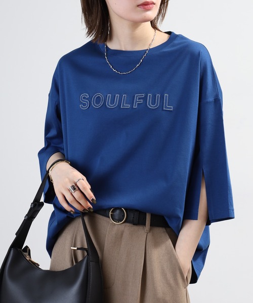 BRODIAEA(ブローディア)の「BRODIAEA SOULFUL立体ロゴ5分袖Tシャツ 日本製(Tシャツ/カットソー・レディース・ブラック/オフホワイト・40)」の22枚目の写真