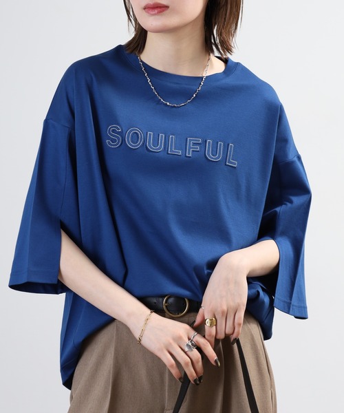 BRODIAEA(ブローディア)の「BRODIAEA SOULFUL立体ロゴ5分袖Tシャツ 日本製(Tシャツ/カットソー・レディース・ブラック/オフホワイト・40)」の20枚目の写真
