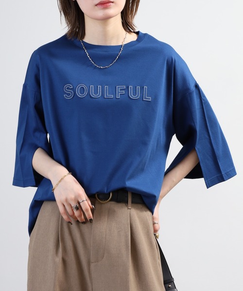 BRODIAEA(ブローディア)の「BRODIAEA SOULFUL立体ロゴ5分袖Tシャツ 日本製(Tシャツ/カットソー・レディース・ブラック/オフホワイト・40)」の21枚目の写真
