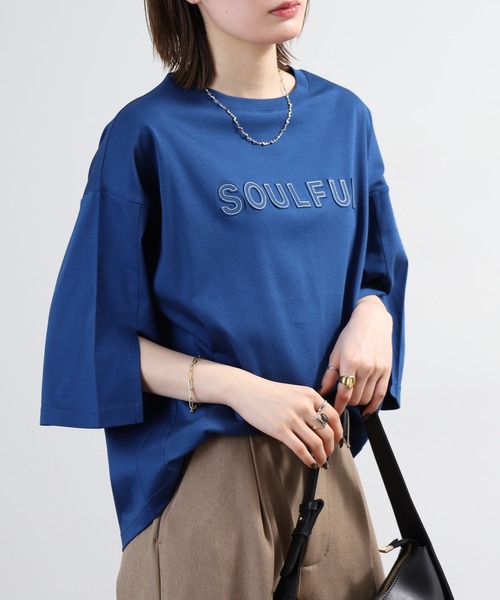 BRODIAEA(ブローディア)の「BRODIAEA SOULFUL立体ロゴ5分袖Tシャツ 日本製(Tシャツ/カットソー・レディース・ブラック/オフホワイト・40)」の17枚目の写真