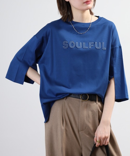 BRODIAEA(ブローディア)の「BRODIAEA SOULFUL立体ロゴ5分袖Tシャツ 日本製(Tシャツ/カットソー・レディース・ブラック/オフホワイト・40)」の19枚目の写真