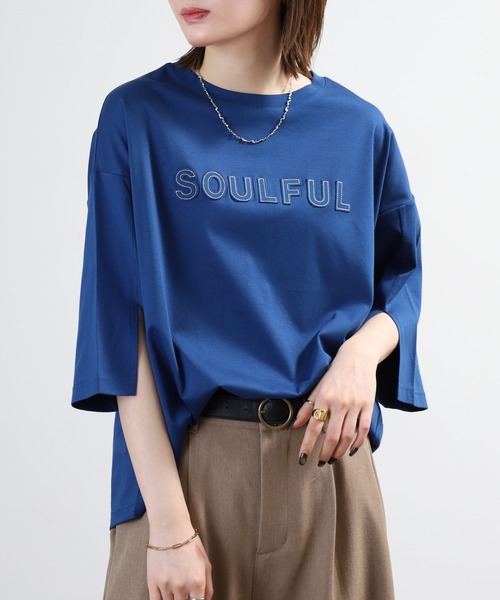 BRODIAEA(ブローディア)の「BRODIAEA SOULFUL立体ロゴ5分袖Tシャツ 日本製(Tシャツ/カットソー・レディース・ブラック/オフホワイト・40)」の18枚目の写真
