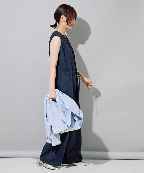 FREAK'S STORE（フリークスストア）の「限定展開　<接触冷感・吸水速乾・UVカット・抗菌・防臭>STORATECH(ストラテック) ウエストリボン オールインワン（サロペット/オーバーオール・レディース・ブラック/チャコールグレー/ベージュ/ネイビー/ブラウン・MEDIUM/SMALL）」の12枚目の写真