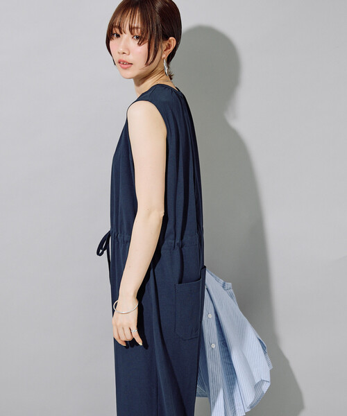 FREAK'S STORE（フリークスストア）の「限定展開　<接触冷感・吸水速乾・UVカット・抗菌・防臭>STORATECH(ストラテック) ウエストリボン オールインワン（サロペット/オーバーオール・レディース・ブラック/チャコールグレー/ベージュ/ネイビー/ブラウン・MEDIUM/SMALL）」の15枚目の写真