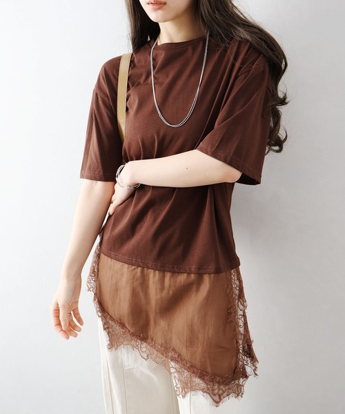 SpRay(スプレイ)の「すそレース Tシャツ(Tシャツ/カットソー・レディース・ブラック/ブラウン/ホワイト・FREE)」の22枚目の写真