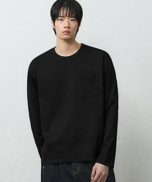 DRAW FIT（ドローフィット）の「ヘイルコットンポケットロングスリーブTシャツ[ブラック]（Tシャツ/カットソー・メンズ・その他・M/L/XL）」の2枚目の写真