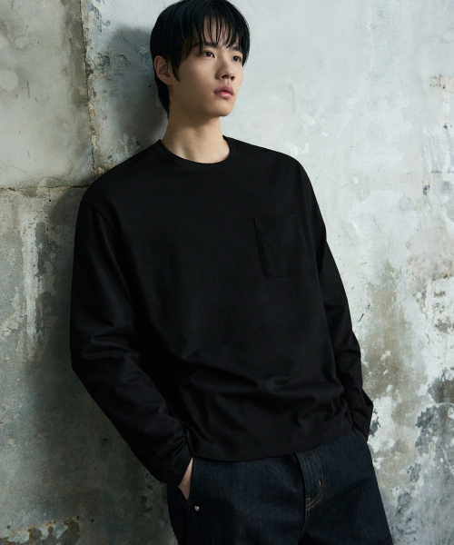 DRAW FIT（ドローフィット）の「ヘイルコットンポケットロングスリーブTシャツ[ブラック]（Tシャツ/カットソー・メンズ・その他・M/L/XL）」の3枚目の写真