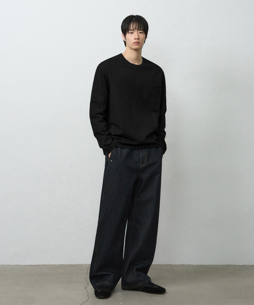 DRAW FIT（ドローフィット）の「ヘイルコットンポケットロングスリーブTシャツ[ブラック]（Tシャツ/カットソー・メンズ・その他・M/L/XL）」の4枚目の写真
