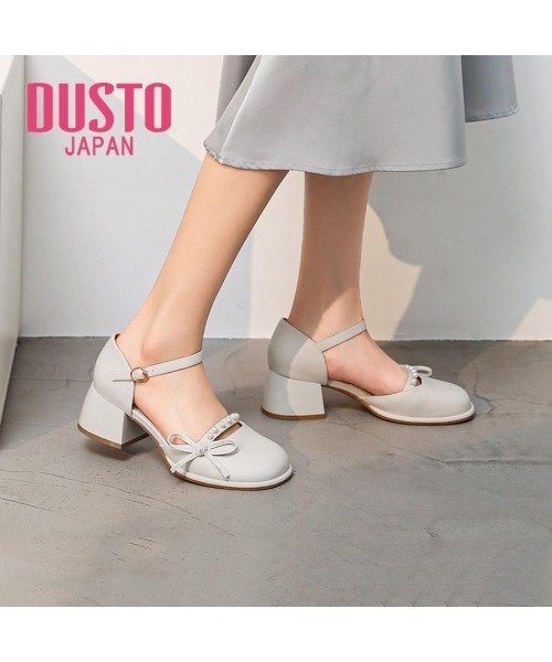 VIBGYOR（ヴィブジョー）の「【DUSTO】"レディース リボン ストラップパンプス"(MA)（パンプス・レディース・ブラック/ベージュ・24/23.5/23/22）」の2枚目の写真