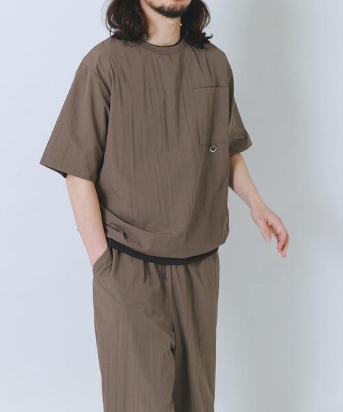 ITEMS URBANRESEARCH(アイテムズ アーバンリサーチ)の「『接触冷感/撥水/イージーケア/UVカット』タスランナイロンクルーネックドロストTシャツ(Tシャツ/カットソー・メンズ・ベージュ系その他/チャコールグレー/ブラック・MEDIUM/LARGE)」の5枚目の写真