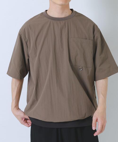 ITEMS URBANRESEARCH(アイテムズ アーバンリサーチ)の「『接触冷感/撥水/イージーケア/UVカット』タスランナイロンクルーネックドロストTシャツ(Tシャツ/カットソー・メンズ・ベージュ系その他/チャコールグレー/ブラック・MEDIUM/LARGE)」の9枚目の写真