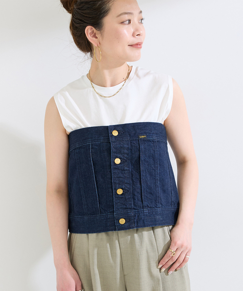 B.C STOCK(ベーセーストック)の「【WEB+一部店舗限定】接触冷感 / コンパクト天竺ノースリーブTシャツ(Tシャツ/カットソー・レディース・サックスブルー/カーキ/ブラック/ホワイト・FREE)」の1枚目の写真