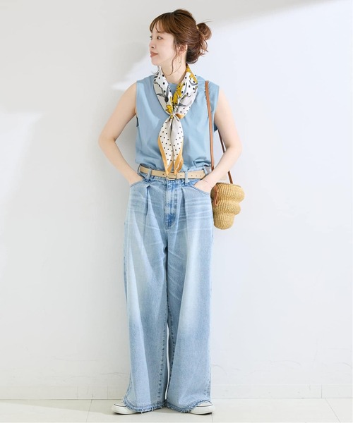 B.C STOCK(ベーセーストック)の「【WEB+一部店舗限定】接触冷感 / コンパクト天竺ノースリーブTシャツ(Tシャツ/カットソー・レディース・サックスブルー/カーキ/ブラック/ホワイト・FREE)」の19枚目の写真