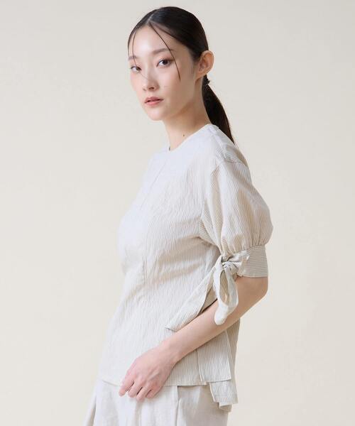 Tiara（ティアラ）の「リボンスリーブブラウス（シャツ/ブラウス・レディース・グリーン/アイボリー・FREE）」の4枚目の写真